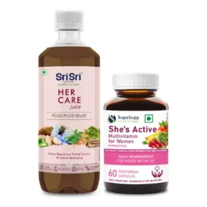 Sri Sri Tattva Her Care Juice + Supa Supp She’S Active Multivitamin For Women Capsules (1L + 60 Tab) (1Pack)